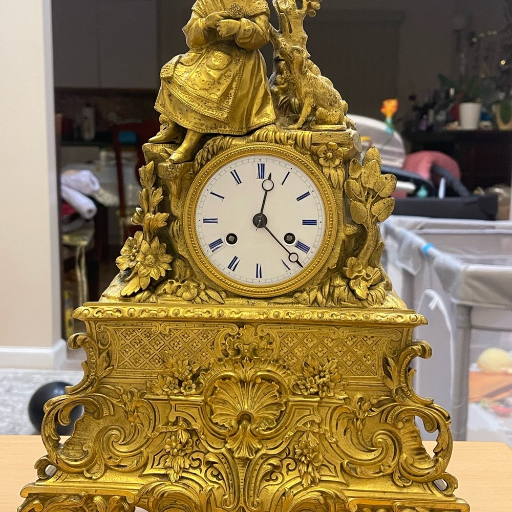 French Bronze-Dore Figural Mantel Clock 19th - Picture 4 of 16